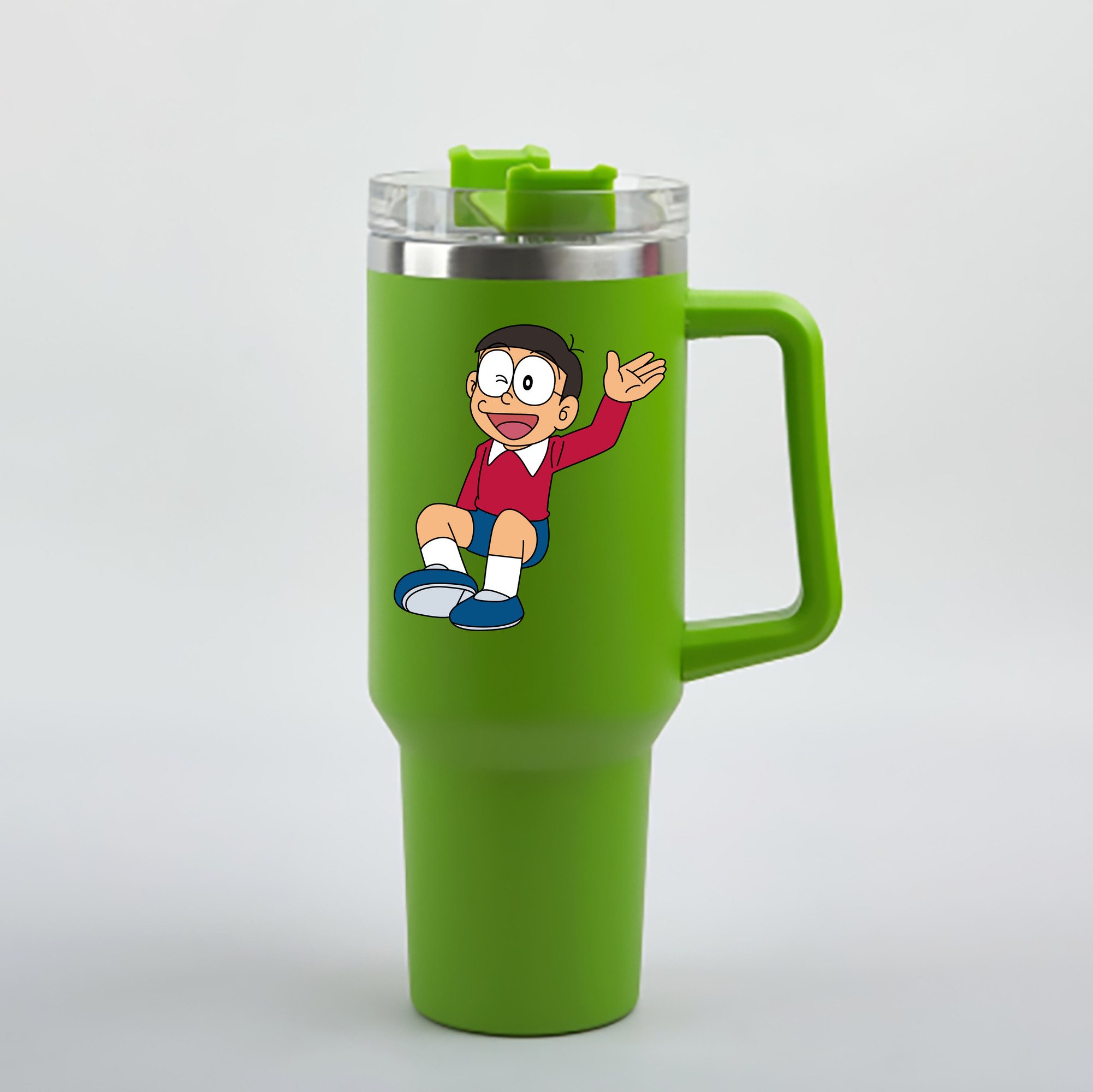 （画像用） ドラえもん 野比 のび太 Doraemon Nobita Nobi 1200mL車用タンブラー - クリスタルステッカー（プラスチックストロー付き）